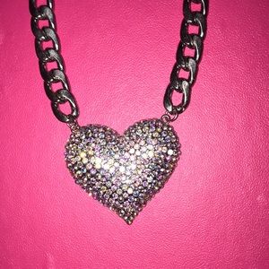 🌟VINTAGE Y2K🌟 Bling heart chunky necklace NWOT